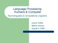 Language Processing: Humans & Computer Psycholinguistics 