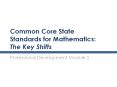 Common Core State Standards for Mathematics: The Key Shift