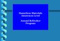 Hazardous Materials Awareness Level Annual Refresher Progra