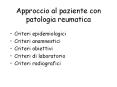 Approccio al paziente con patologia reumatica Criter