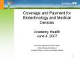 Coverage and Payment for Biotechnology and Medical Device