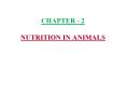 CHAPTER - 2 NUTRITION IN ANIMALS 1) Animal nutrition :- Th