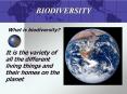 BIODIVERSITY What is biodiversity? It is the variety of al