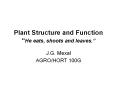 Plant Structure and Function  He eats, shoots and leaves.
