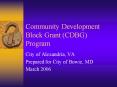 Community Development Block Grant (CDBG) Program City o