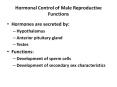 Hormonal Control of Male Reproductive Functions Hormones ar