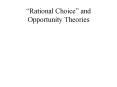  Rational Choice  and Opportunity Theories  Rational Choic