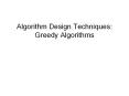 Algorithm Design Techniques: Greedy Algorithms Introductio