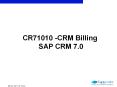 CR71010 -CRM Billing SAP CRM 7.0 * * * * * * * LetM