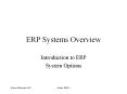 ERP Systems Overview Introduction to ERP System Options ER