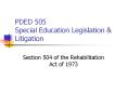 PDED 505 Special Education Legislation & Litigation Sectio