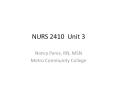 NURS 2410 Unit 3 Nancy Pares, RN, MSN Metro Communit
