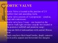 AORTIC VALVE Aortic Valve is located at the junction of L