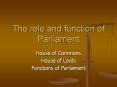 The role and function of Parliament House of Commons Hous