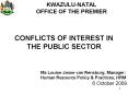 KWAZULU-NATAL OFFICE OF THE PREMIER CONFLICTS OF INTEREST I