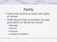 Family Family law central to status and rights of women 184