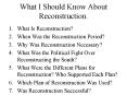 What I Should Know About Reconstruction. What I
