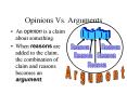 Opinions Vs. Arguments An opinion is a claim abou