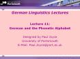 German Linguistics Lectures Lecture 11: German and th