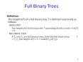 Full Binary Trees Definition: The height h(T) of a ful