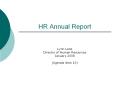 HR Annual Report Lynn Lane Director of Human Resource