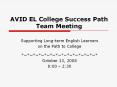 AVID EL College Success Path Team Meeting Supportin