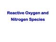Reactive Oxygen and Nitrogen Species Reactive Oxygen an