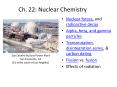 Ch. 22: Nuclear Chemistry Nuclear forces, and radioactiv