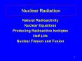 Nuclear Radiation Natural Radioactivity Nuclear Equation