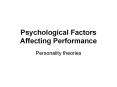 Psychological Factors Affecting Performance Personalit