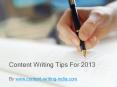 Content Writing Tips For 2013
