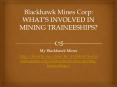 BLACKHAWK MINES CORP: WHAT’S INVOLVED IN MINING TRAINEESHIPS?