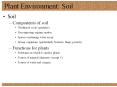 Plant Environment: Soil Soil Components of soil Weathere