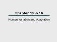 Chapter 15 & 16 Human Variation and Adaptation Chapte