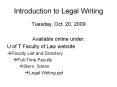 Introduction to Legal Writing Tuesday, Oct. 20, 200