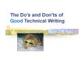 The Do s and Don ts of Good Technical Writing Pre-Write Fil