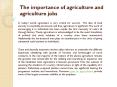 The importance of agriculture and agriculture jobs