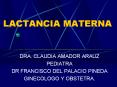 LACTANCIA MATERNA DRA. CLAUDIA AMADOR ARAUZ PEDIATRA D