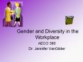Gender and Diversity in the Workplace AECO 380 Dr. Jennife