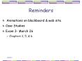 Reminders Animations on blackboard & web site. Case Studie