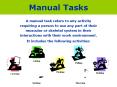 Manual Tasks A manual task refers to any activity requirin
