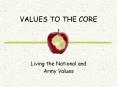 VALUES TO THE CORE Living the National and Army Values Wha