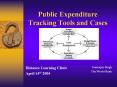 Public Expenditure Tracking Tools and Cases Distanc