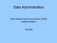 Data Administration Data Warehouse Environment (DWE
