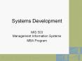 Systems Development MIS 503 Management Information System