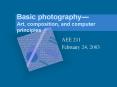 Basic photography  Art, composition, and computer principle