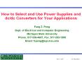 How to Select and Use Power Supplies and dc/dc Converter