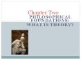 Chapter Two PHILOSOPHICAL FOUNDATIONS: WHAT IS THEORY? * * 