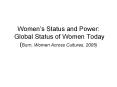 Women s Status and Power: Global Status of Women Toda