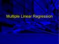 Multiple Linear Regression Multiple Regression In multipl